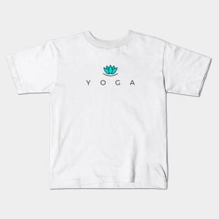 YOGA ABSTRACT LOTUS TURQUOISE Kids T-Shirt